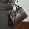 Genuine Leather: Niche Hand-held Women's Bag, Retro and Simple Belt Buckle Briefcase, Single-shoulder Crossbody Bag