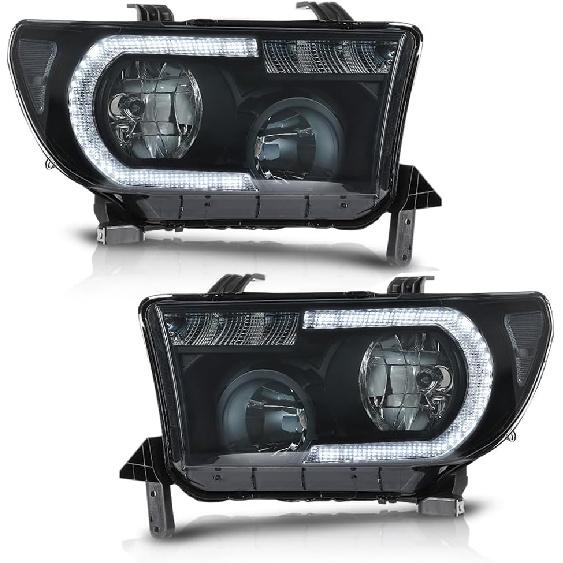 PIT66 Headlight Assembly Fit for 2007-2013 Tundra (W/O Headlight Leveling Model) Fit 2008-2017 Sequoia (12-14 Sequoia WITHOUT Headlight Washer Only)