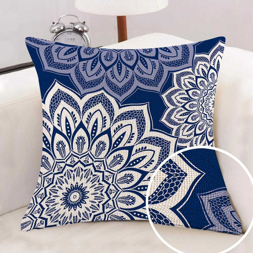 Dark Blue Geometric Petal Linen Pillowcase Sofa Cushion Cover Home Decoration Can Be For You 40X40 45X45 50X50 60X60