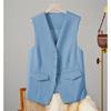 Gilet da Donna Senza Maniche Giacca Gilet Scollo a V Monopetto Top Capispalla Primavera Estate Femminile Ufficio Signora Cappotto Vintage
