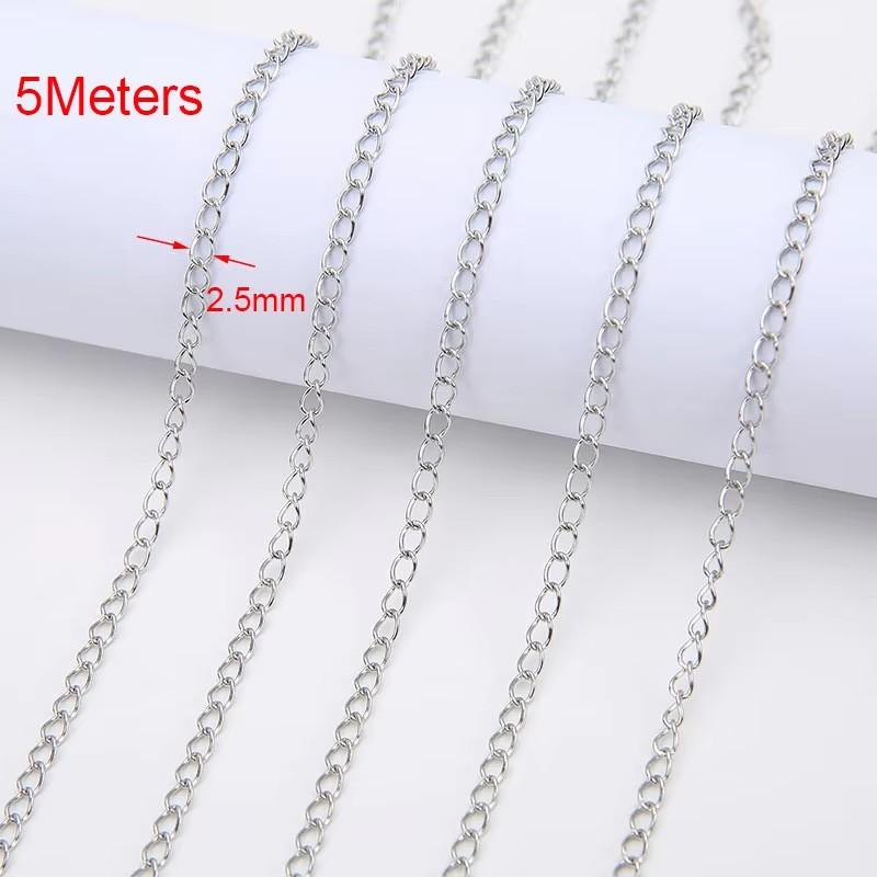 2 5 meters PVD Never Fade Stainless Steel Link Chains Bulk Extension Chains Necklace Lot for Bracelet Supplies Jewelry Making
