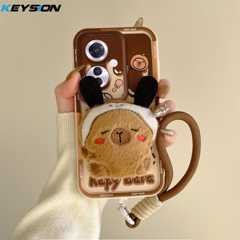 

KEYSION Милый 3D мультяшный плюшевый чехол для OPPO Reno11 F 5G со шнурком Мягкий силиконовый противоударный чехол для телефона OPPO A79 5G for OPPO A79 5G