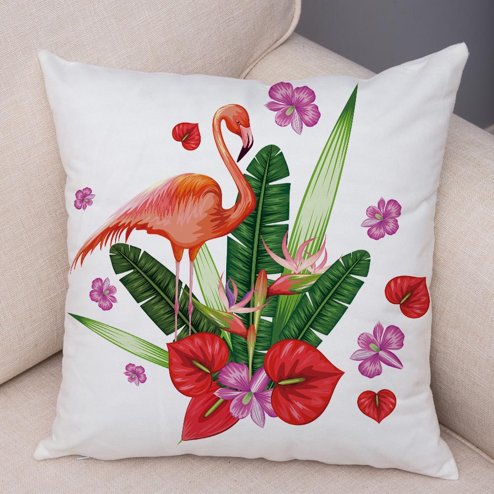 Watercolor Flamingo Cushion Cover Hand Painted Style Single Bird Design Soft Square Pillow Home Living Decor Accessory xcm