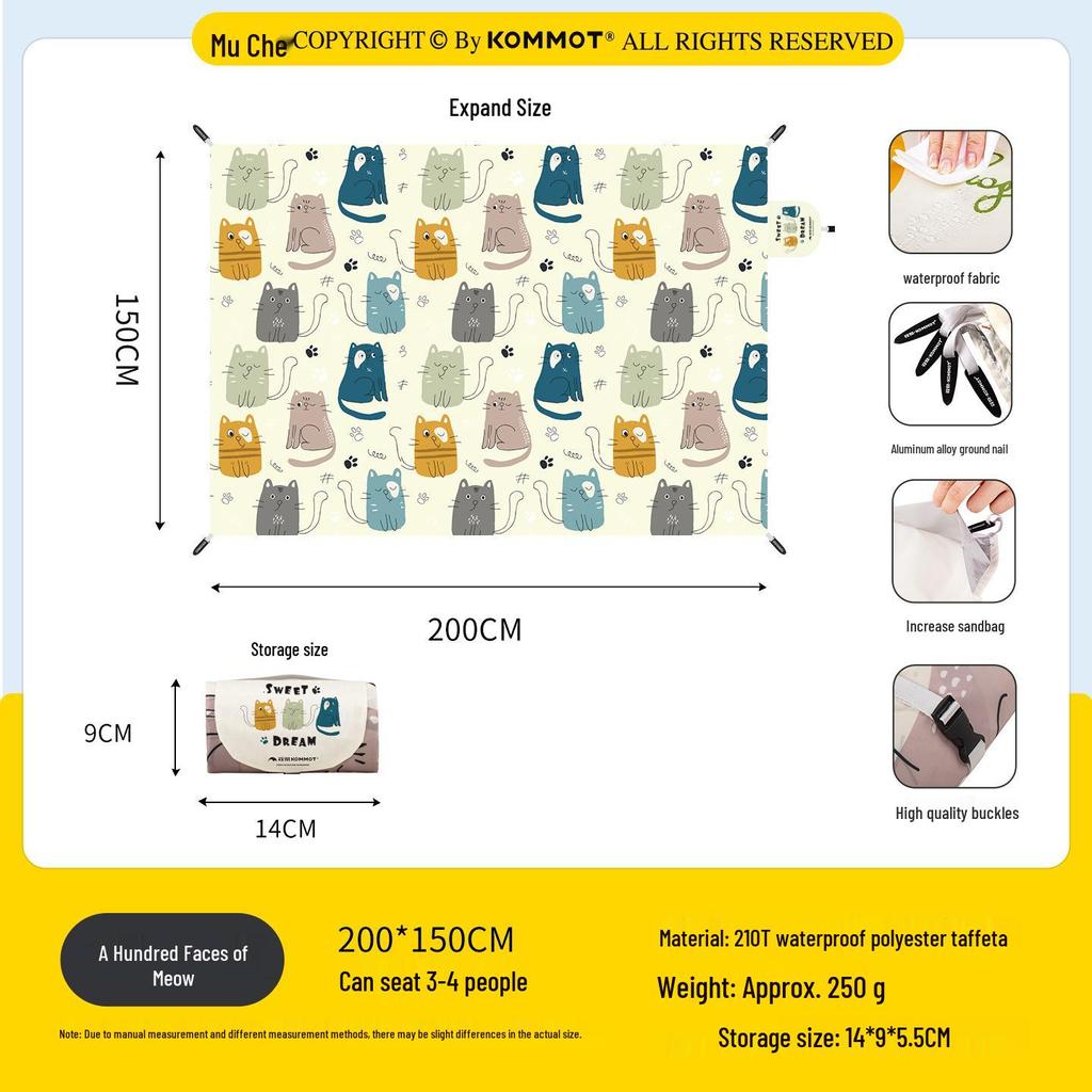 Ultraleichte tragbare wasserdichte Picknickmatte – faltbar und feuchtigkeitsbeständig für Gras und Strand
