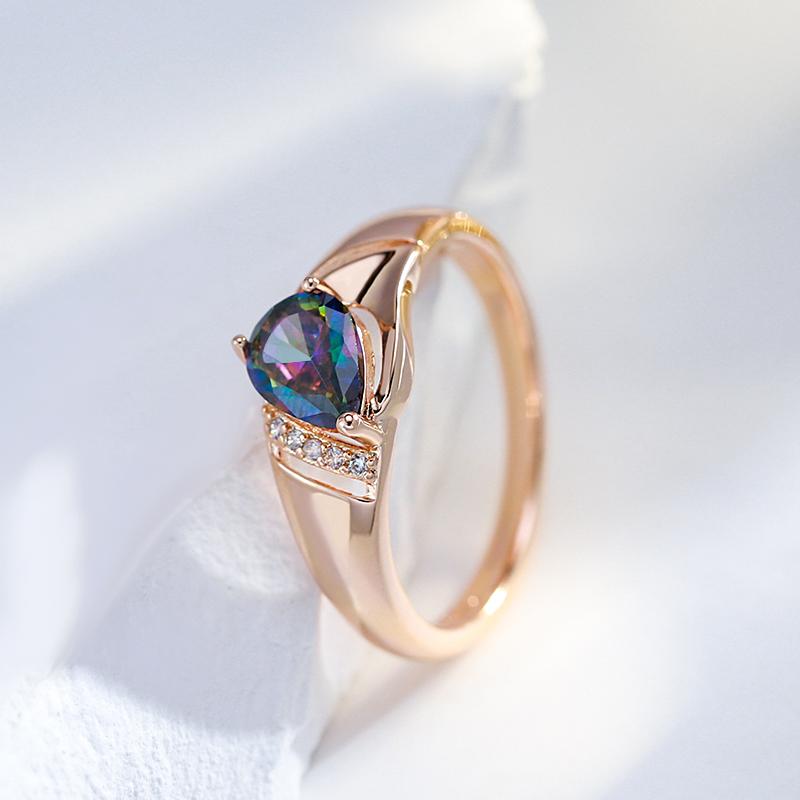 Drop Shape Colorful Zircon Smooth Geometric Rings Women Vintage Personality Jewelry