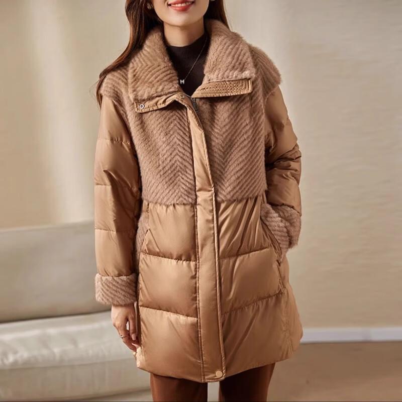 JIANHU Women's Mid-Length White Duck Down Winter Coat