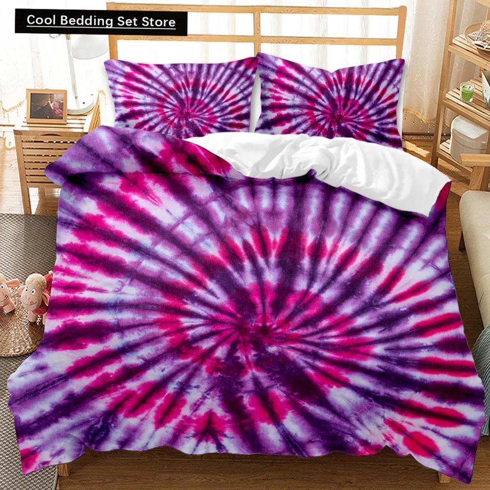 Boho Tie Dye Duvet Cover Set Hippie Bed Sets Blue Purple Colorful Twin Bedding Set Gypsy Queen King Size Polyester Qulit Cover