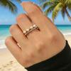 Elegant Gold-Plated Adjustable Pearl Ring with Multi-Layered Diamond Inlay