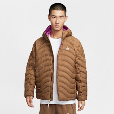 Nike ACG Puffer Jackets Men s Moss Wood Brown Hooded Moderate M