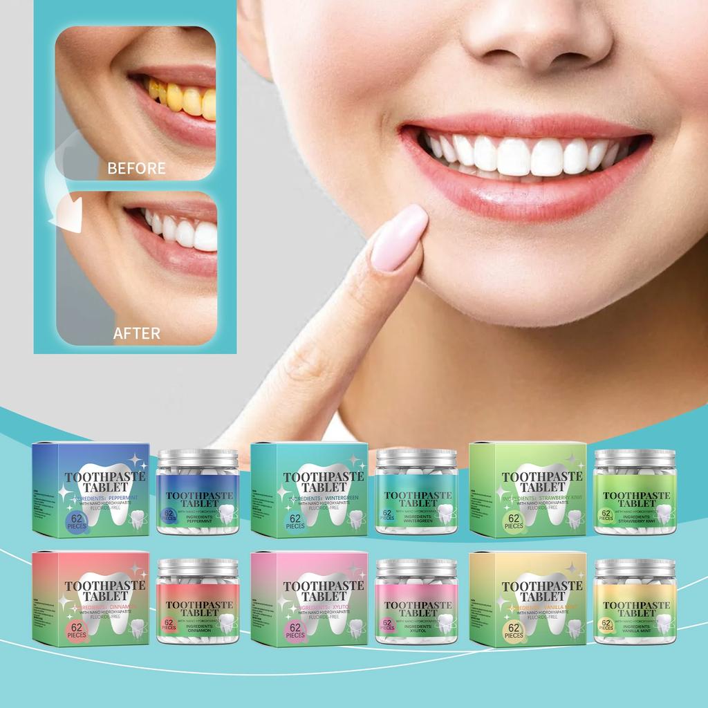 Toothpaste Tablets | Chewable Toothpaste Tablets For Fresh Breath | Fluoride Free | Nano Hydroxyapatite Toothpaste | 62 Tablets