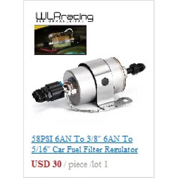 WLR - Universal Black Fuel Pressure Regulator With White Oil Gauge 3 Pieces AN6 Fittings 30-70 PSI WLR7845