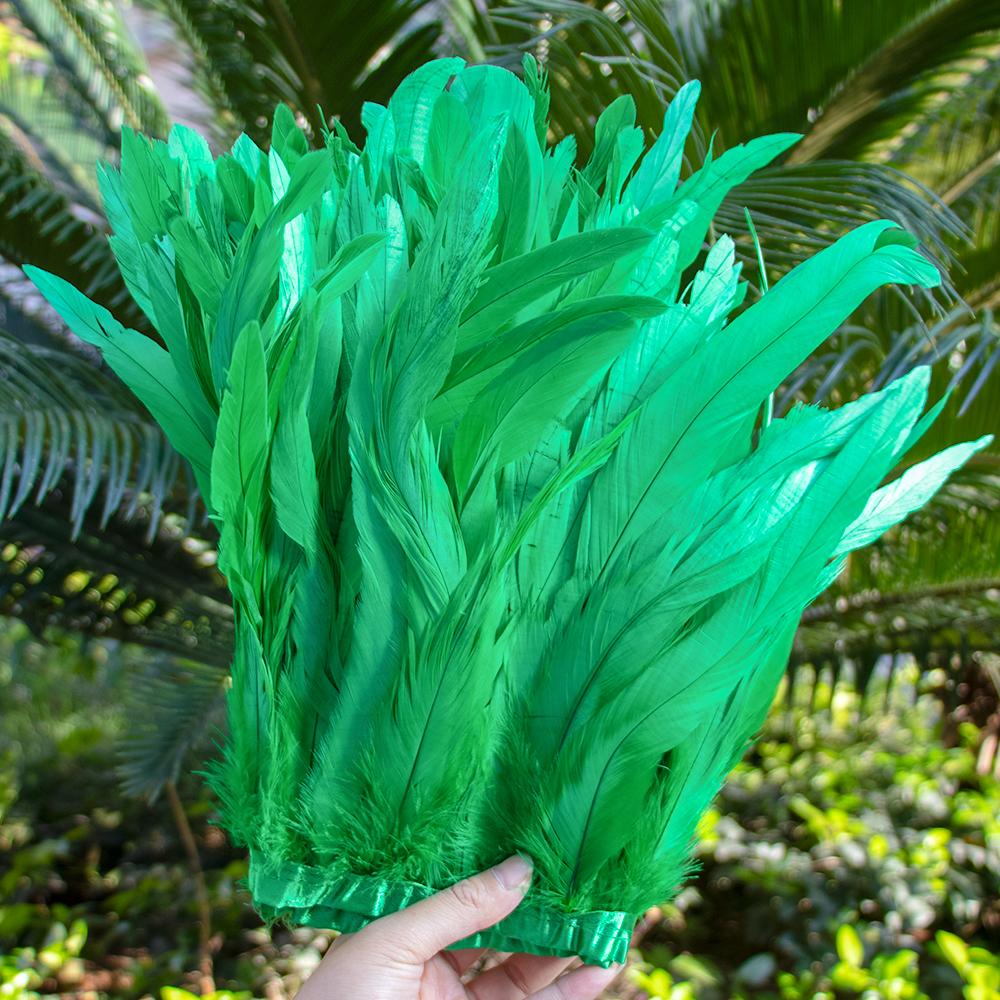 1Meter 25-30 Cm Rooster Feathers Trims Fringe Dyed Natural Cock Feather Ribbon For Party Costume Clothing Headdres Decoration