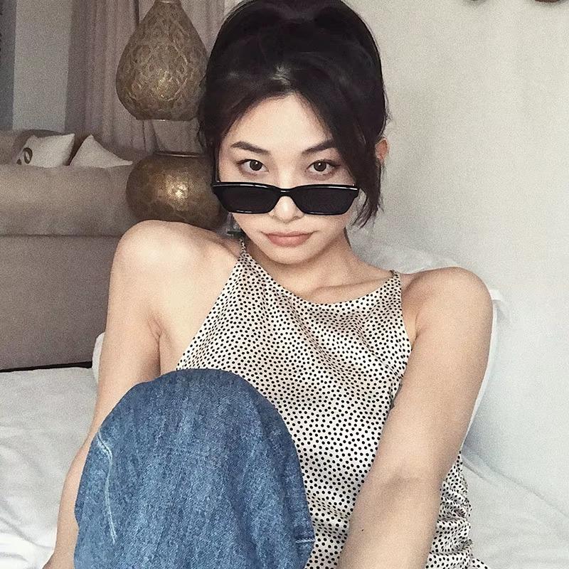 New Fashion Vintage Sunglasses Women Brand Designer Retro Rectangle Sun Glasses Female Ins Popular Square Eyewear Lentes De Sol