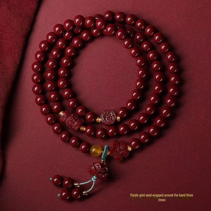 Triple Circle Murui Cinnabar & Purple Gold Sand Zodiac Bracelet for Women