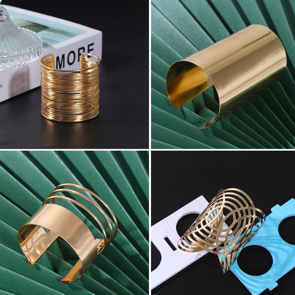 4 Pcs Gold Manschette Armreif Armband Für Frauen Öffnen Breite Draht Armbänder Gold