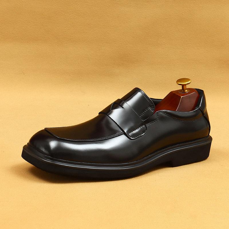 

[Во время мероприятия] Туфли из толстой глянцевой кожи с большим носом, мужские с квадратным носом, черные, для бизнеса и отдыха, любовь с одной педалью 42 чёрный