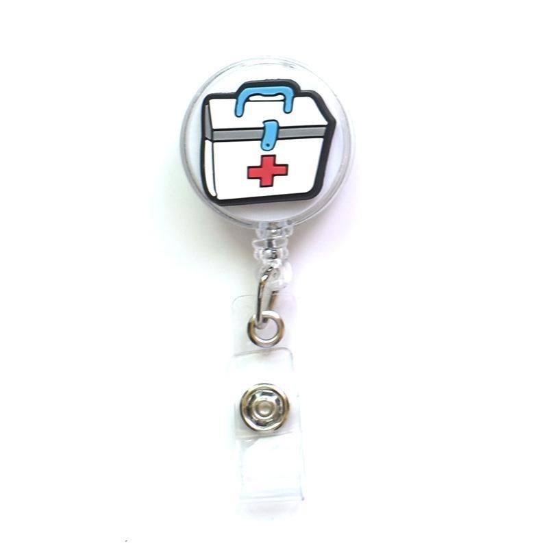 Fivela retrátil médica dos desenhos animados médico enfermeira licença de trabalho cordão criativo fácil de puxar fivela certificado marca nome