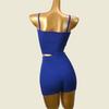 Fashion Style Sexy Metal Buckle Camisole + Thread Shorts Fashion Knit Two-Piece Suit