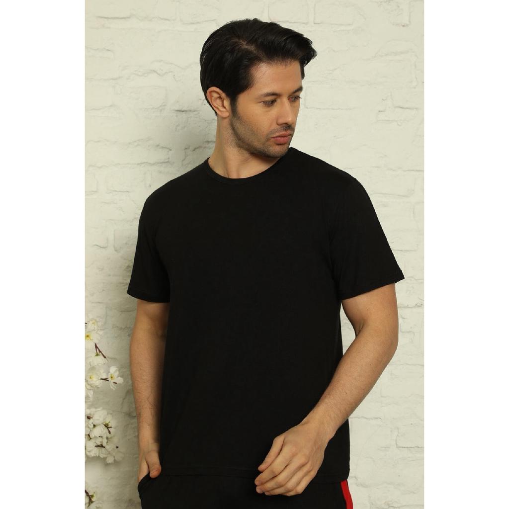 Black-navy Blue Men's Basic Slim Fit 2-pack Pajama Top