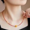 Nanhong Agate & Amber Red Beaded Pendant Choker Necklace
