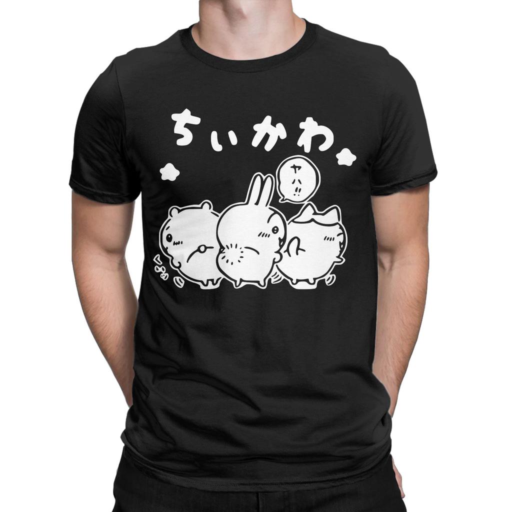 Chiikawa inspiriertes 3-in-1 süßes Design T-Shirt Herren Damen Neuheit Baumwoll-T-Shirts Rundhals Kurzarm T-Shirt Original Oberteile