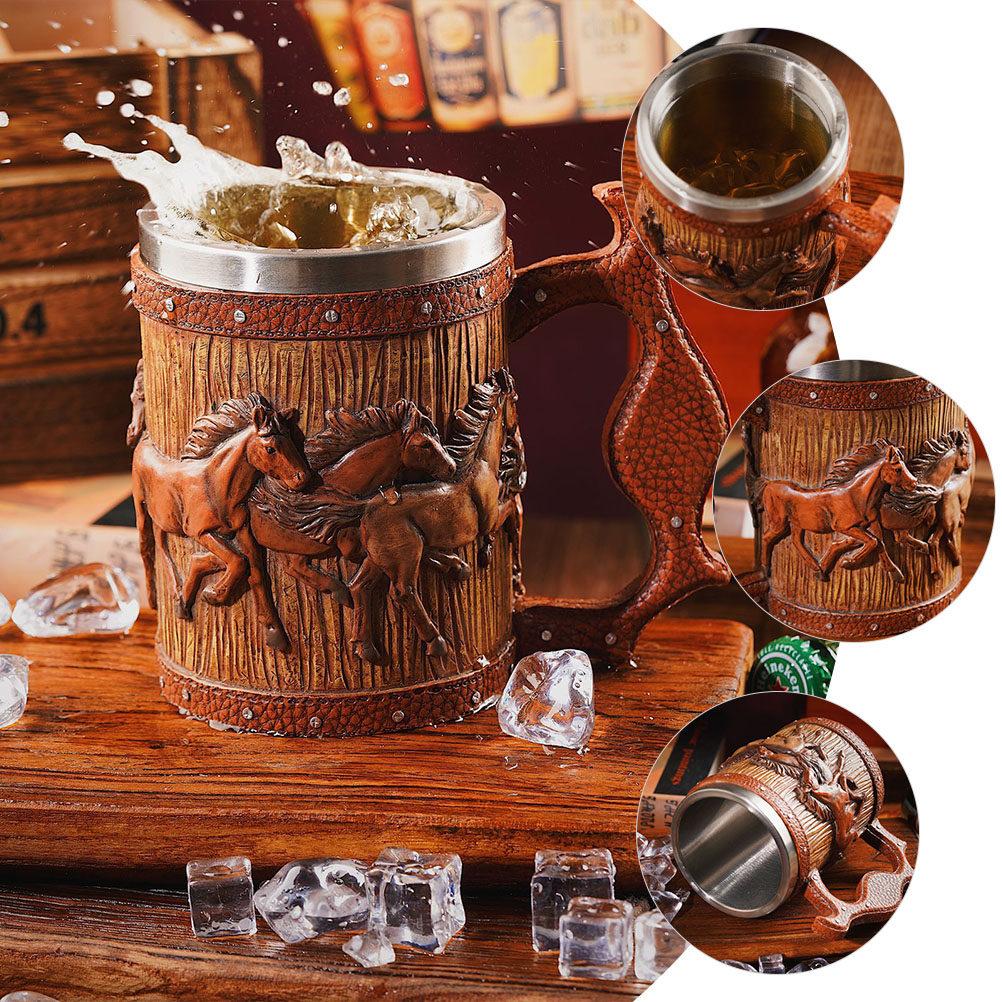 Unique 3D Design Viking Beer Mug Heavy Duty Resin Crafted Bar Cup for Coffee Tea Soda Stylish Home Decorative Use