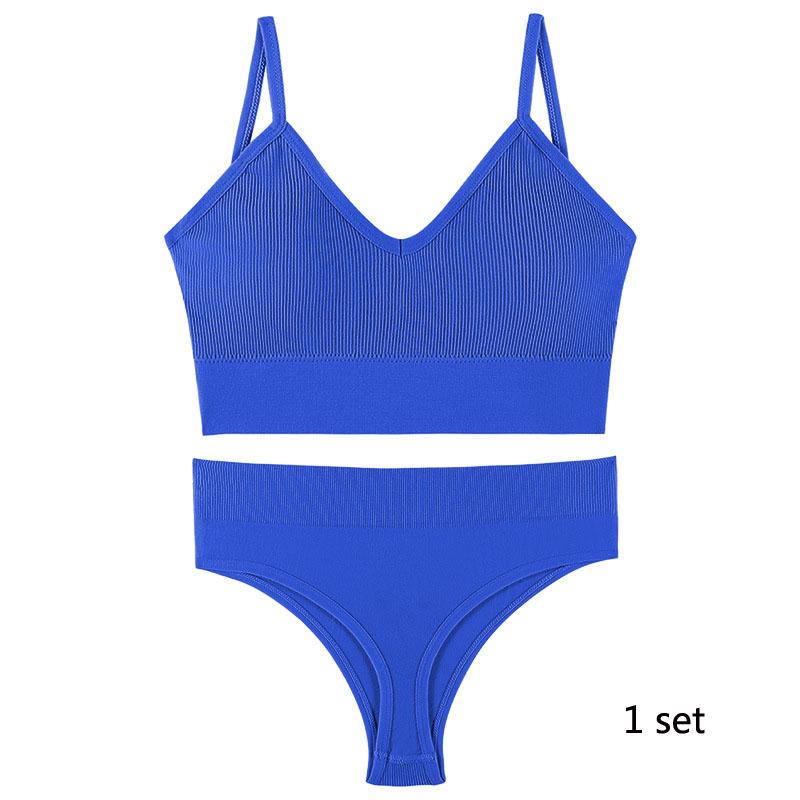 Underwear Set Lingerie Female Sexy Halter Beauty Tank Top Thin Section French Triangle Cup Without Steel Ring Gathered Bra Set