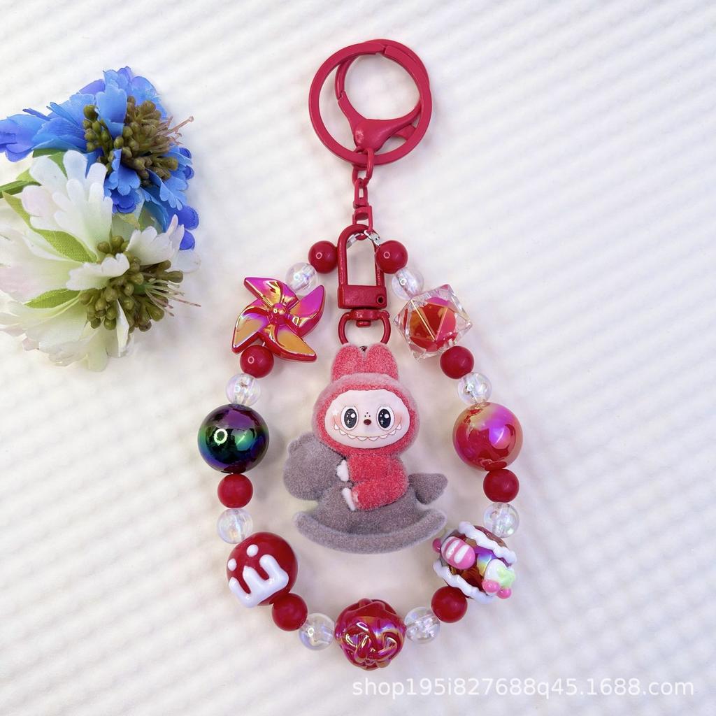 Flocking Wizard Cute Grain Mobile Phone Chain Keychain Bag Doll Pendant Accessories