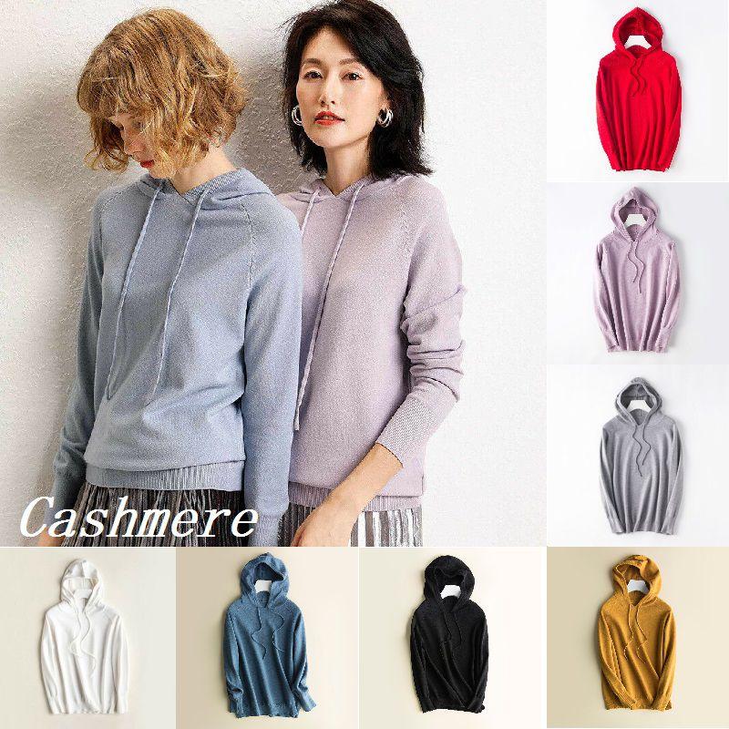 Locker gestrickter Damen-Hoodie aus weichem Kaschmir für kuscheligen Komfort