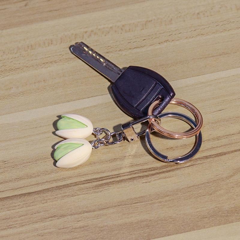 Cute Pistachios Keychain Charm Trendy Pistachios Nut Keychain Versatile Keyrings Charm for Backpacks and Purses