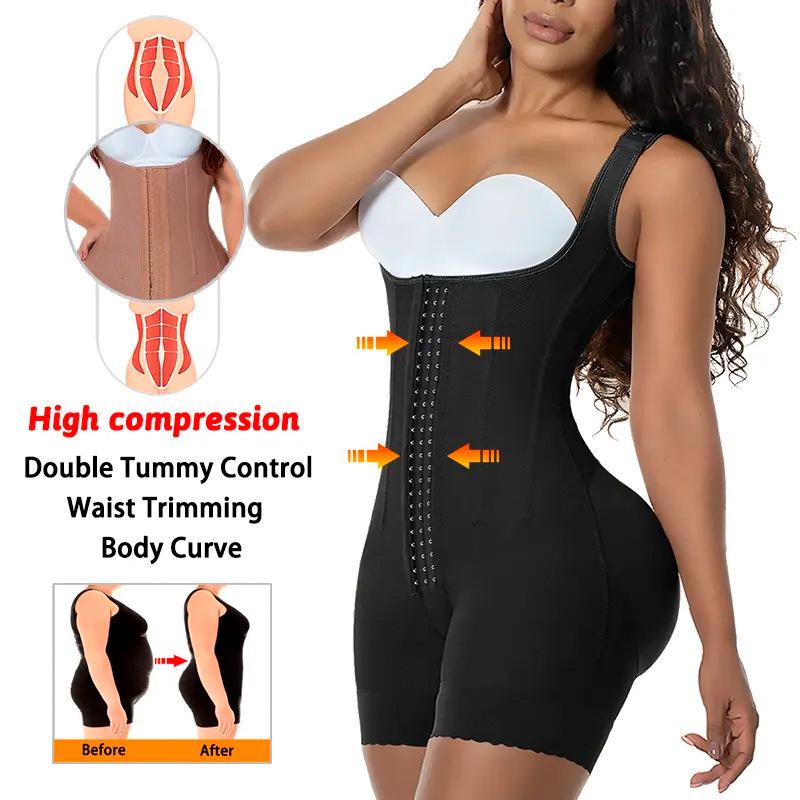 European & American Plus Size Open-Crotch Body Shaper: Hip Lifting, Tummy Control Bodysuit with Row Buckle.