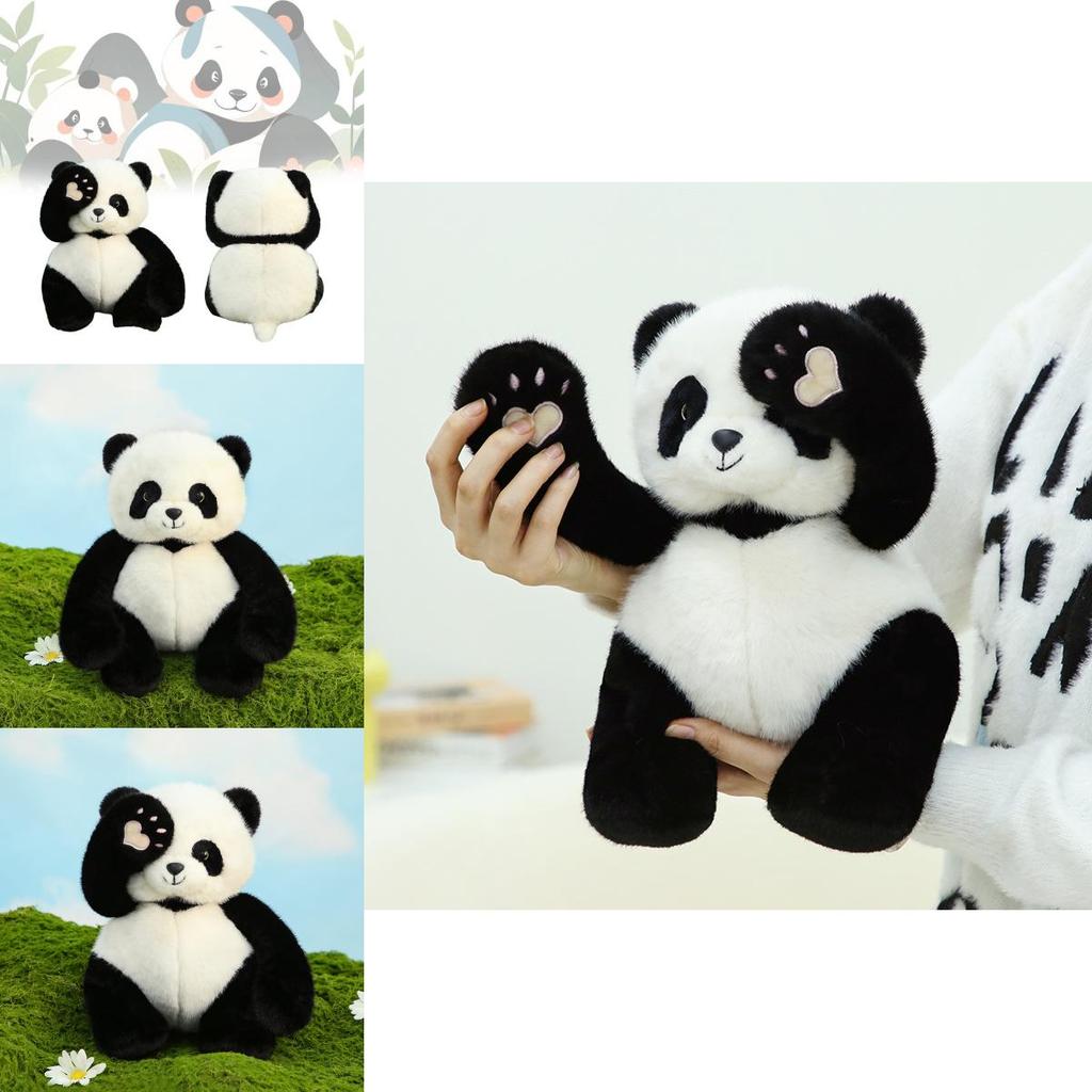 Adorable 35cm Black Panda Plush Toy Super Soft Stuffed Animal Gift For Girls
