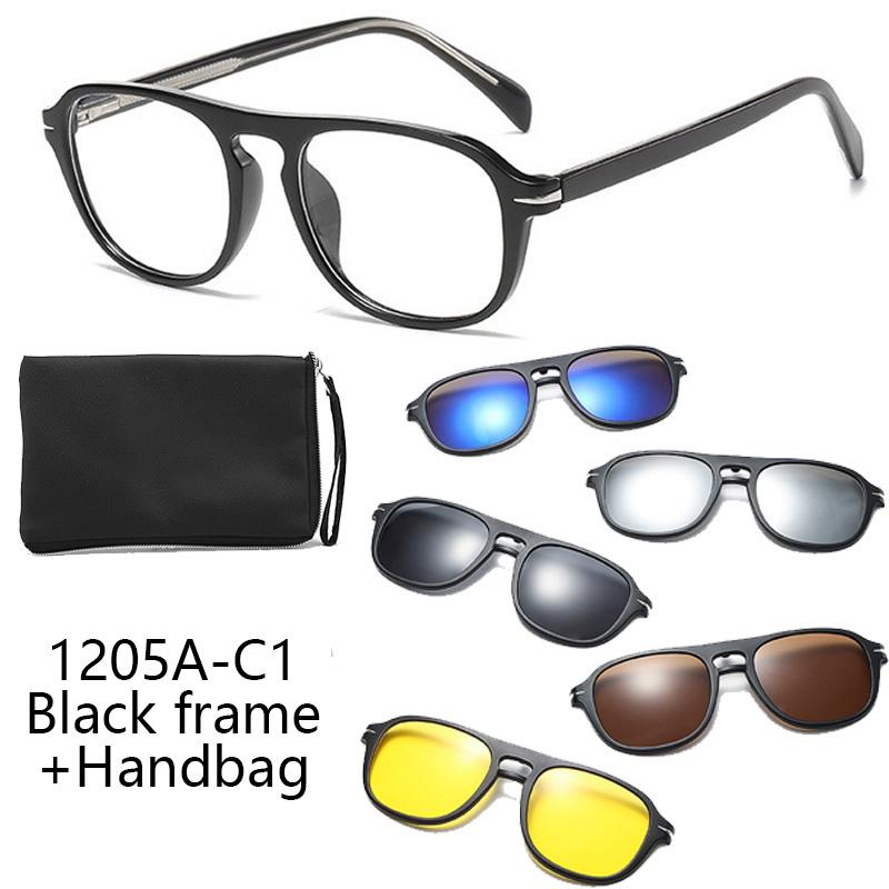 TR90 Magnetic Clip On Sunglasses Retro Snap On Frame With Lens For Nearsightedness Glasses Stylish Accessory