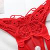Butterfly with Pearls Tangas Women Sexy G String Sexy Underwear Thongs Ladies Lace Lingerie Sexy Transparent Panties