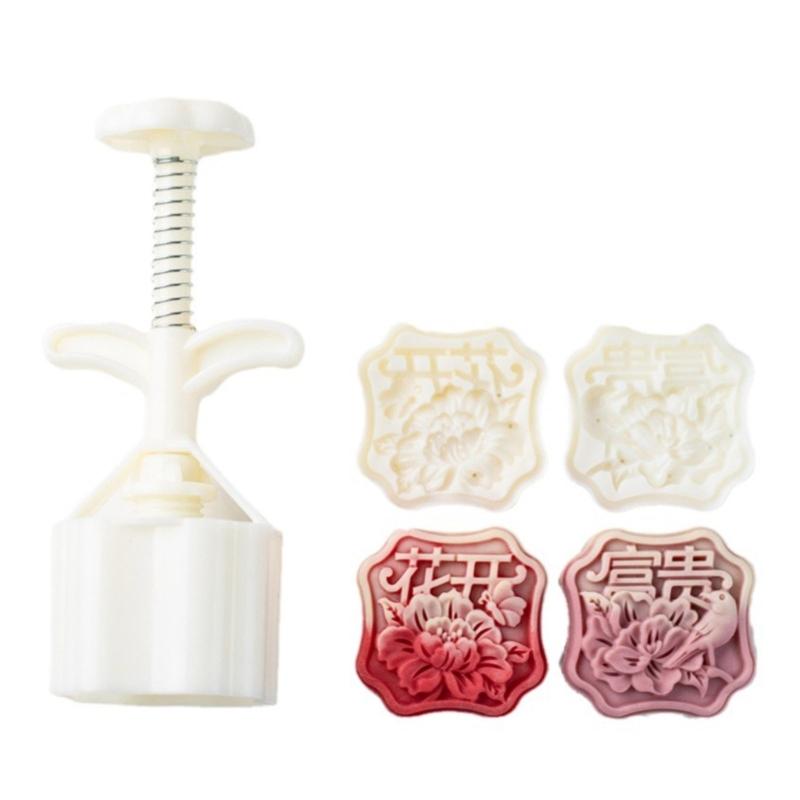 Traditional Flower Designs Mooncakes Molds Stable DIY 75g Mooncakes Molds with Elegant Flower Pattern for Holiday Treat