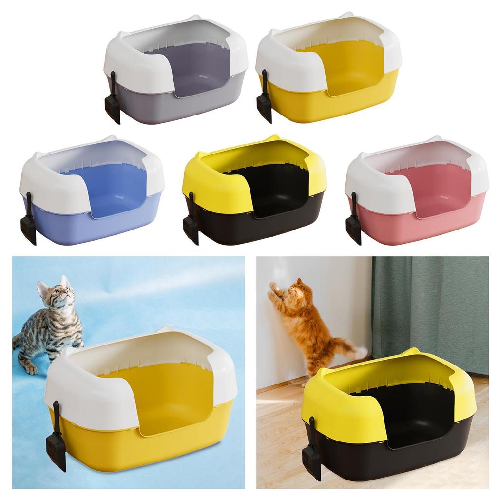 Open Top Pet Litter Box High Sided Removable Cat Toilet Pet Supplies Semi Closed Sifting Litter Tray for Small and Large Cats