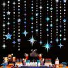 Iridescent Party Decorations Star Circle Dot Paper Garland Banner Bunting Streamer Metallic Hanging Twinkle Star Decoration for Kids Birthday Baby