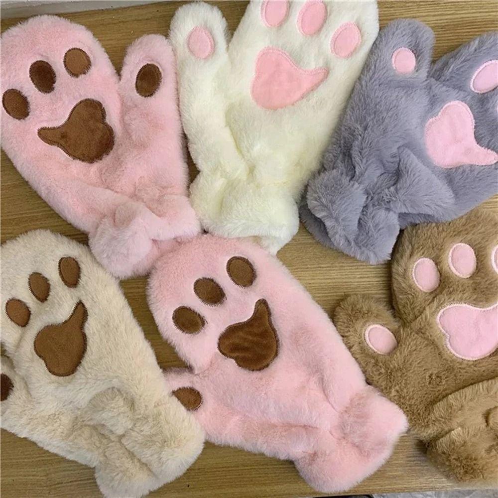 For Women Windproof Autumn Fluffy Anime Cosplay Gloves Winter Paw Mittens Cat Claw Gloves Plush