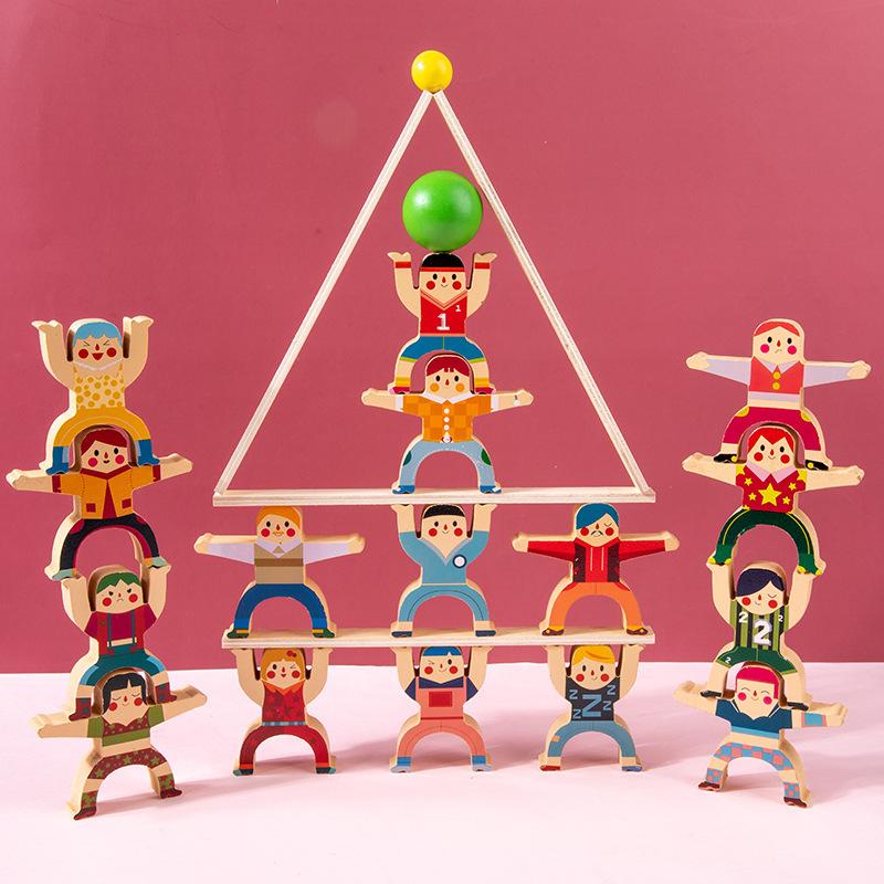 Wooden Stacking Toys Montessori Toys Balance Building Blocks Board Puzzle Game Early Education Toys for Toddler Birthday Gifts