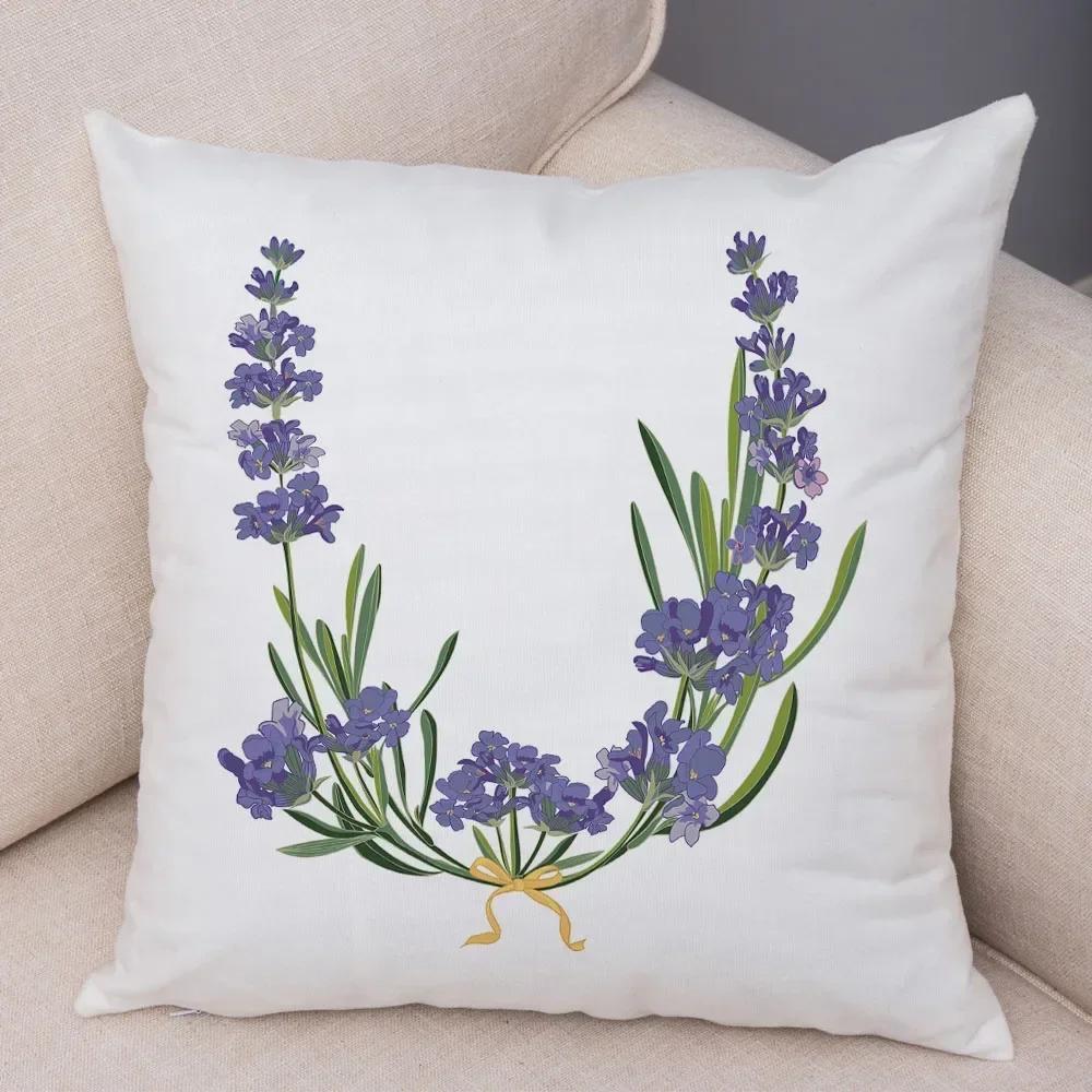 Lavender Letter Cushion Cover Sofa Home Car Decoration Living Room Bedroom Pillowcase 45X45Cm Pillowcase