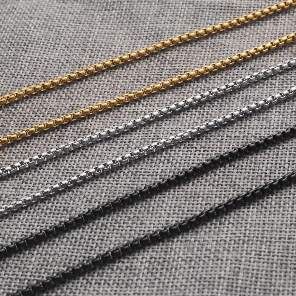 Unisex Titanium Stainless Steel Necklace with Round and Square Beads, Fade-Resistant, All-Match, Korean Version