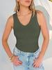 2026 Women's Slim-Fit V-Neck Ribbed Sleeveless Casual Top