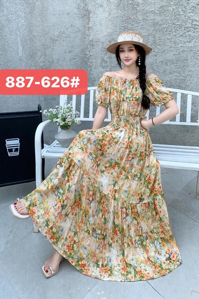 Seaside vacation beach dress cotton floral dress female shabahemi muslim