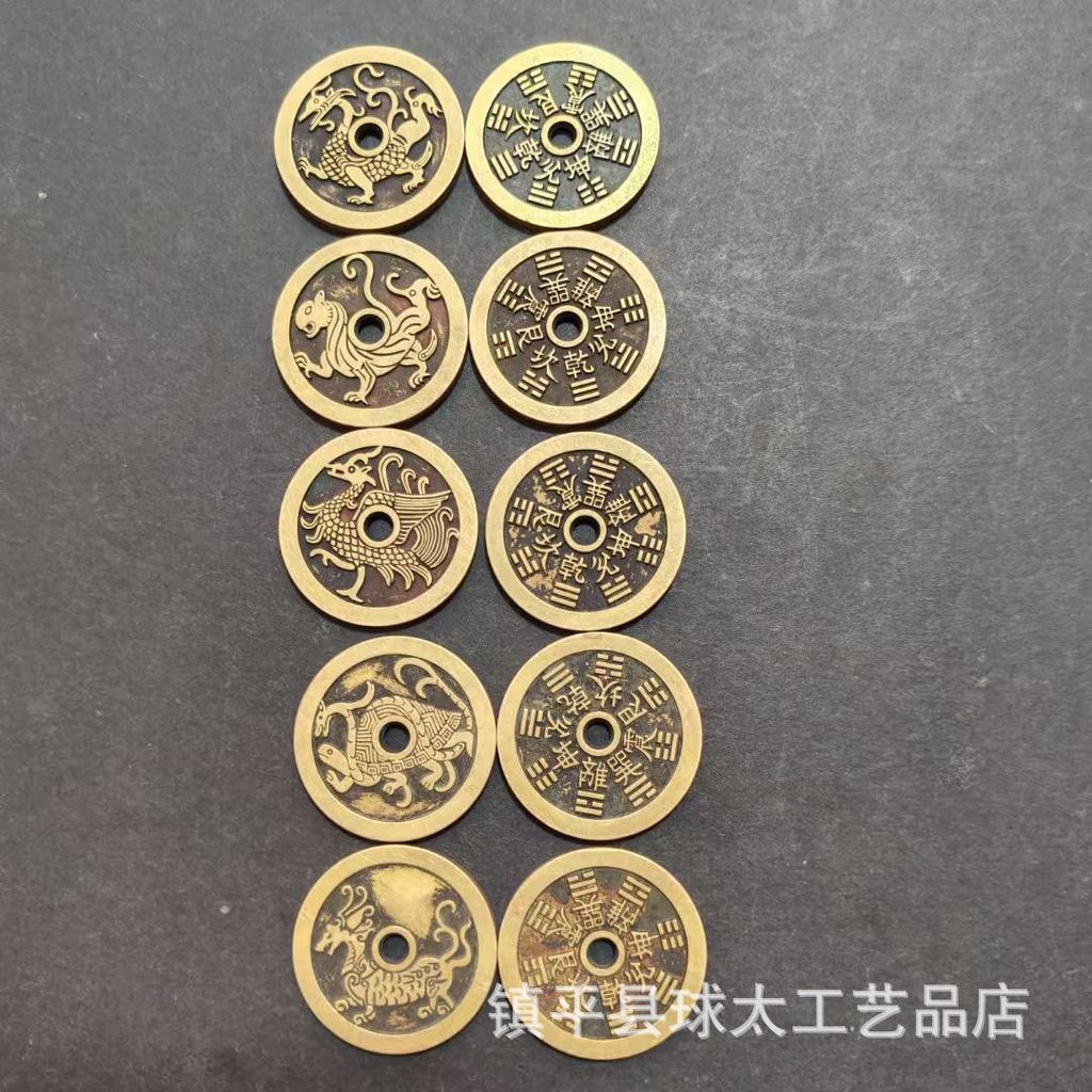 Small Size Mountain Ghost Spending Money Thunder Gossip Dharma-Vessel Safe Portable Taoist Copper Coin Pendant