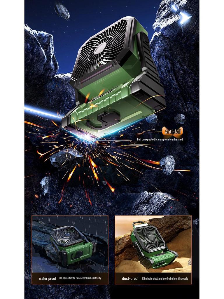 Portable Rechargeable USB Fan with Light for Camping, Outdoor Activities, and Fishing