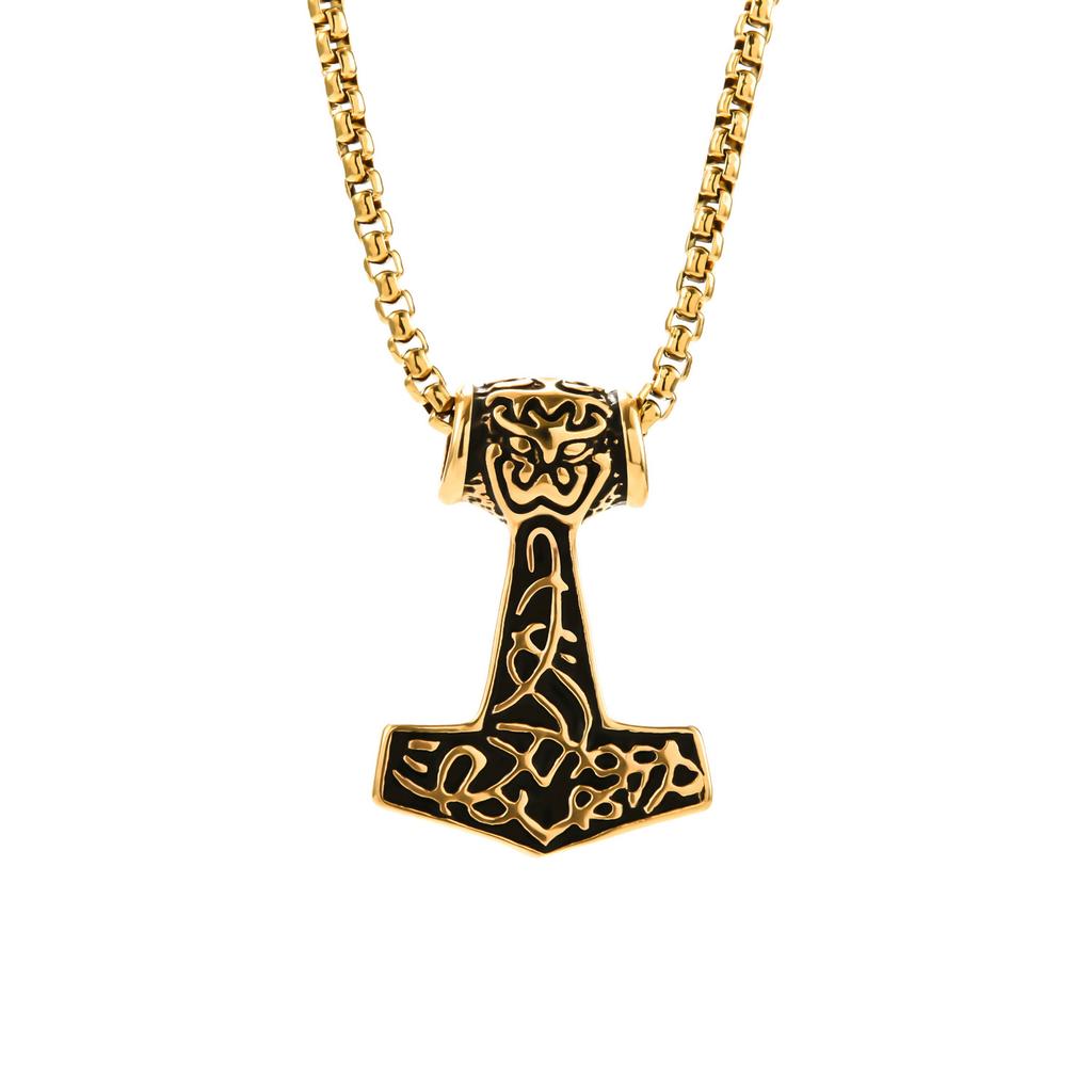Nordic Thor's Hammer Pendant, Street Personality Trend Domineering Men's Viking Necklace, Stainless Steel Pendant