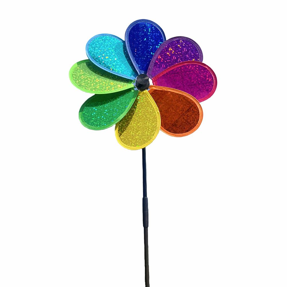 

Flower Wind Spinner Sparkly Garden Windmill Colorful Rainbow for Garden Party Outdoor Yard Decor