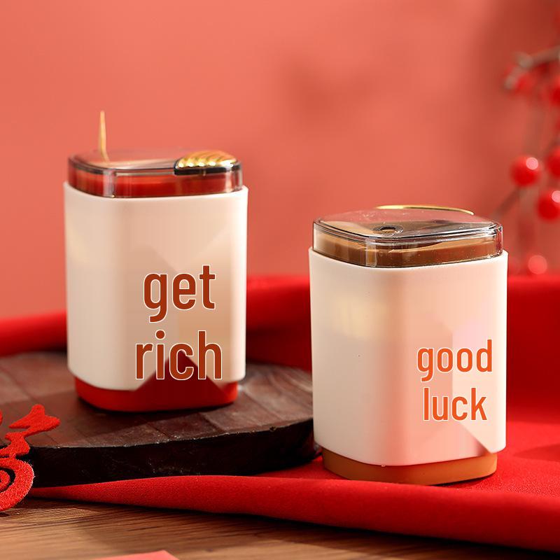 2026 Trendy Press-Type Toothpick Box: Automatic Ejection with Good Luck Charm Design