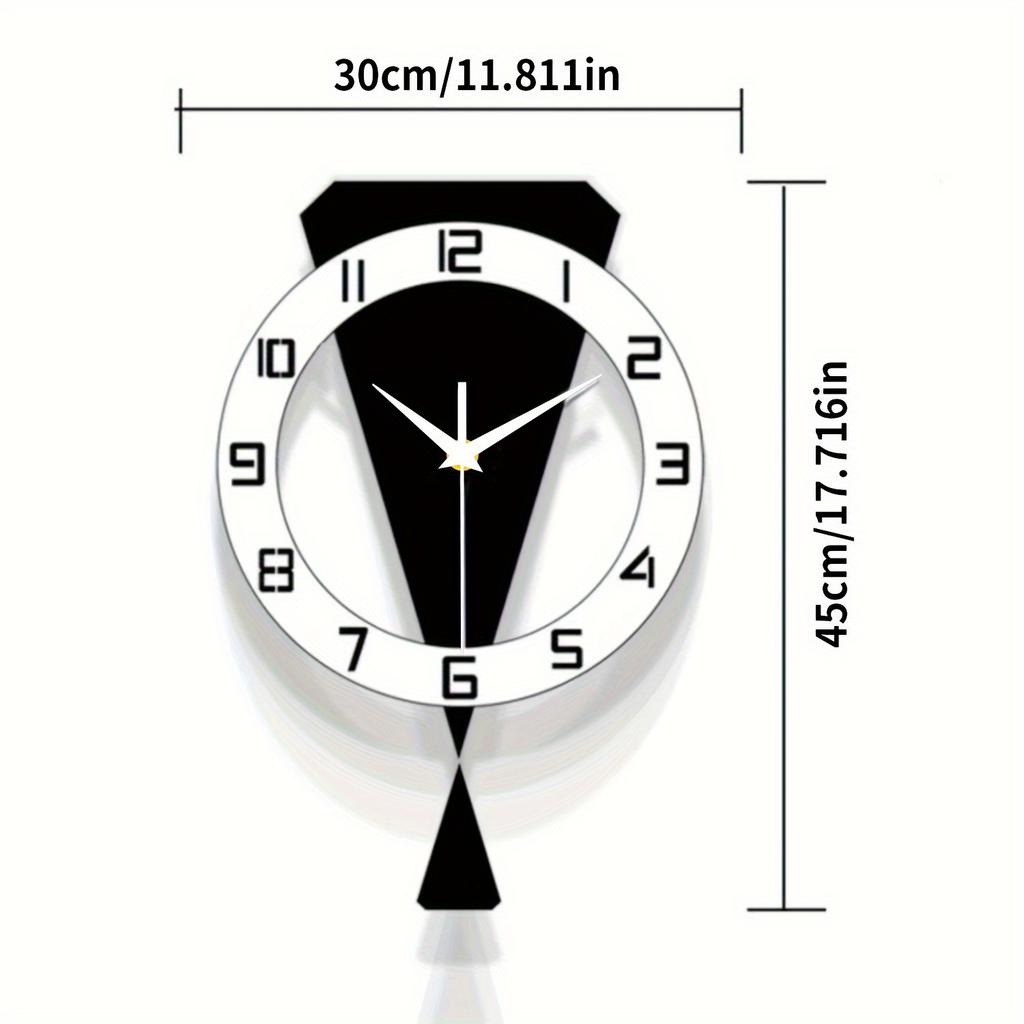 "Chic Decor Clock" Acrylic Silent Wall Clock with Pendulum, No Drilling, Battery Operated for Bedroom and Living Room Decoration