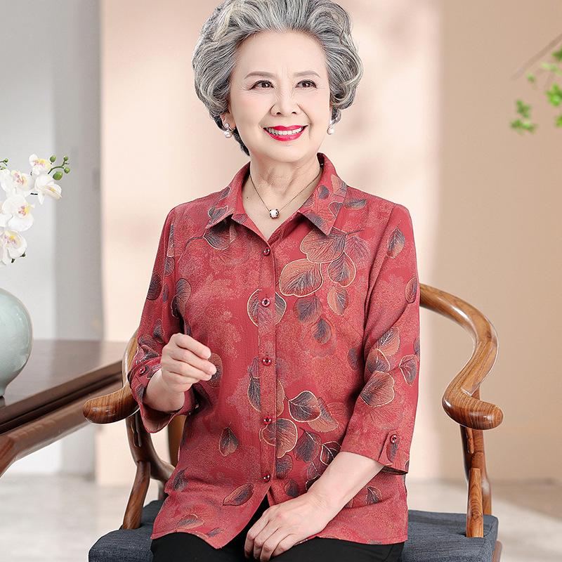 

Elderly Women s Summer Shirt - Vintage Style for 60s & 70s Moms XL (recommended 50-55 kg) червоний